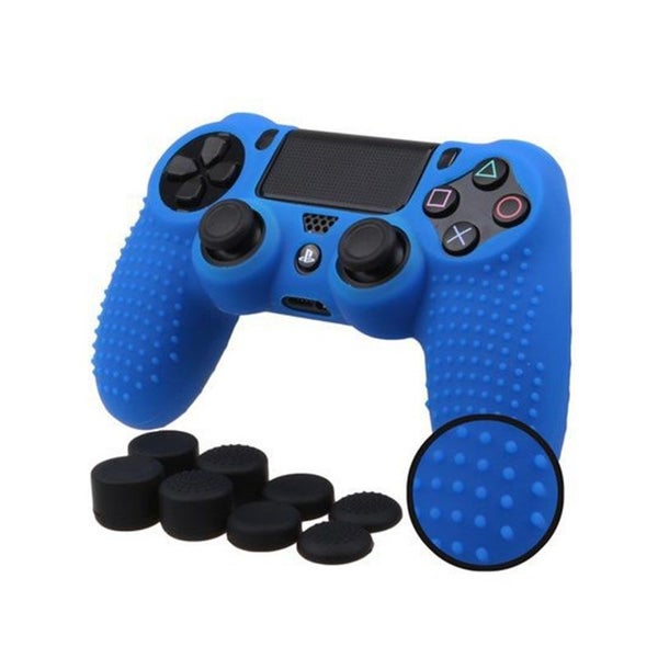 Silicone Cover with 8 Thumb Grips for PS4/slim/Pro Controller -Blue Carousel 1