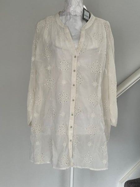 Autograph Champagne Chiffon Embroidered Blouse Carousel 2