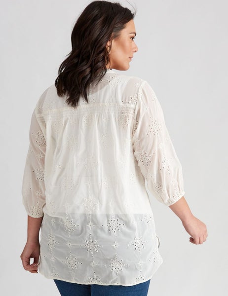 Autograph Champagne Chiffon Embroidered Blouse Carousel 9
