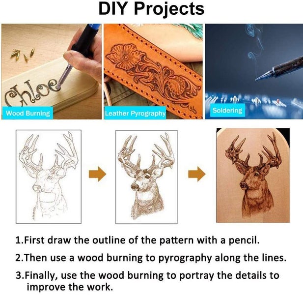37pcs DIY Wood Burning Kit Pyrography Pens Kits Engraving Craft Tools for  Arts for sale online