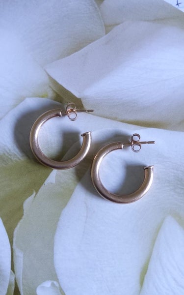 9ct yellow gold hollow hoop earrings Carousel 1