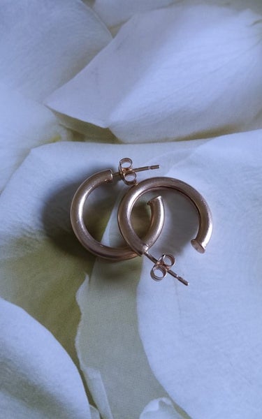 9ct yellow gold hollow hoop earrings Carousel 2