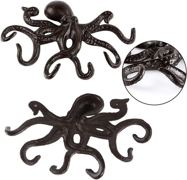 Cast Iron Key Holder for Wall, Octopus Coat Hooks Wall Mounted