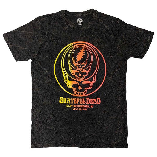 Grateful Dead T Shirt Concentric Skulls new Official Unisex Dye Wash Black Carousel 1
