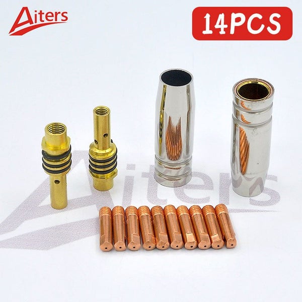 14PCS Kit MIG 15AK Welding torch Consumables 0.6mm 0.8mm 1.0mm 1.2mm Gas Nozz... Carousel 1
