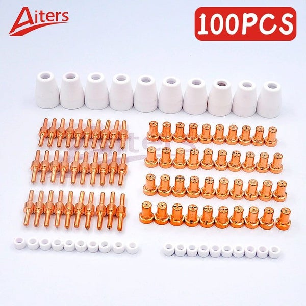 PT31 100PCS Consumables Nozzle and Electrode Ceramic Shield Nozzle Cup and Ga... Carousel 1