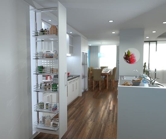 300mm Pull-Out Pantry - 3 Height Options (Wire Basket or Solid Basket) Carousel 1