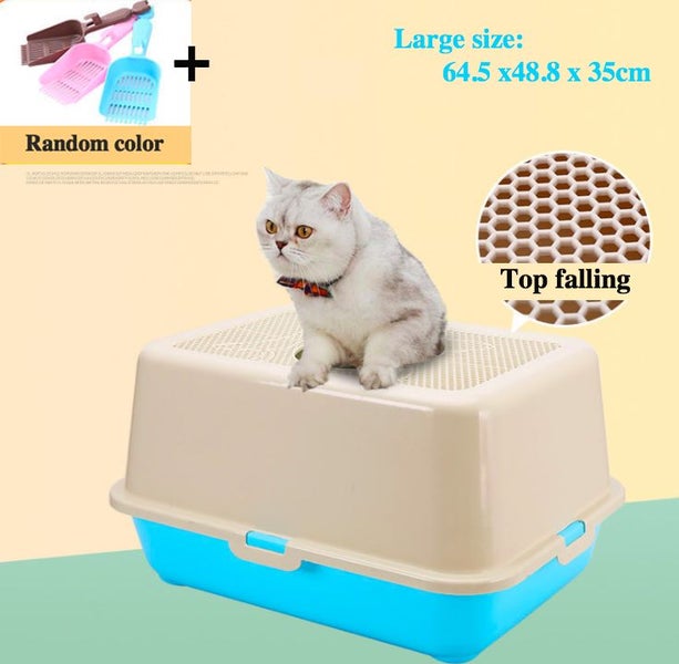 Cats Litter Box With Scoop Fully-closed Pet Toilet box with Scoop Large size Carousel 1