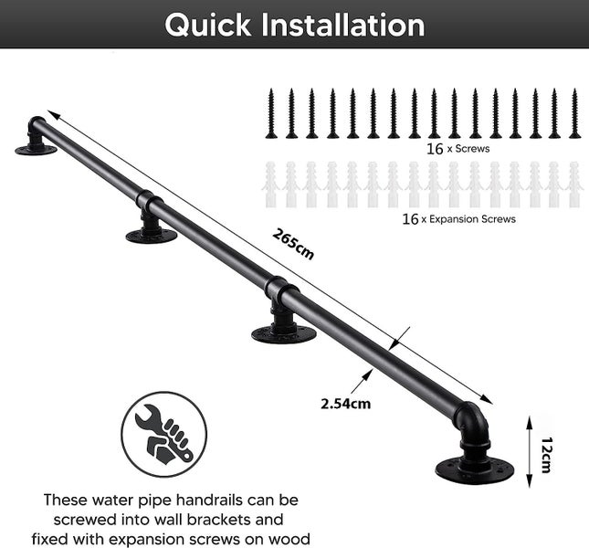 Industrial Pipe Stair Handrail-265CM Carousel 4