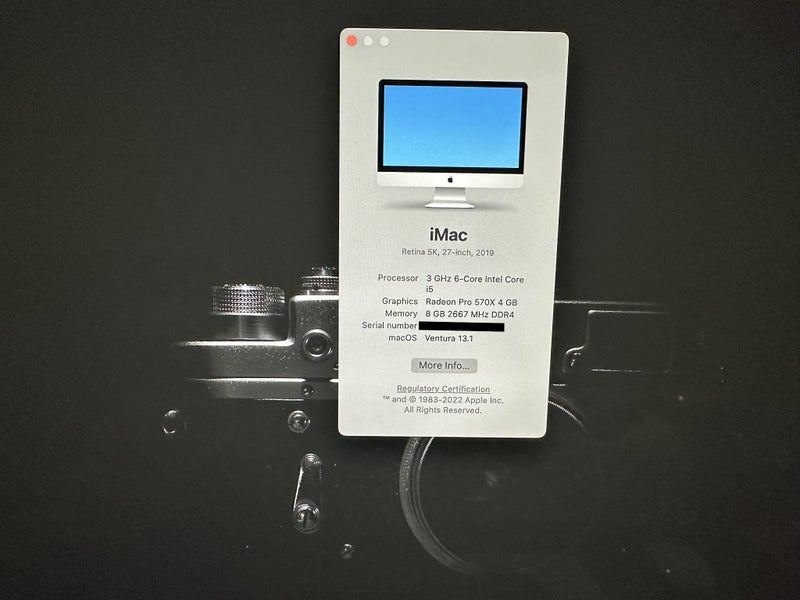 iMac 27” Retina 5K, 3 GHz 6-Core Intel i5, Radeon Pro 570X, 8 GB DDR4, 1.03TB Carousel 4