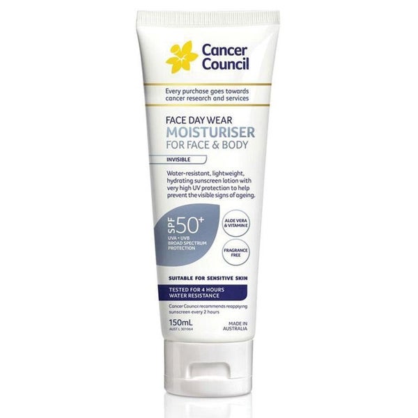Cancer Council Face & Body Day Wear Moisturiser Invisible SPF50+ 150ml Sensitive Carousel 1