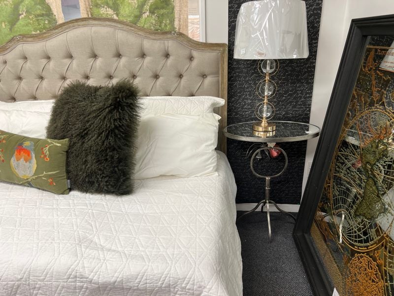 Superking French Villa Oak Frame Weather Wash Upholstered Bed Carousel 2