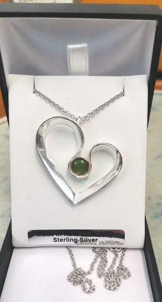 Greenstone,sterling silver heart pendant Pendant Carousel 1