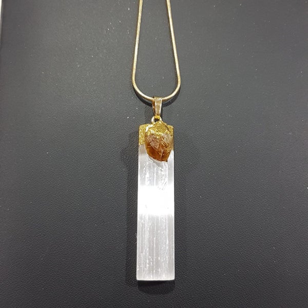 Selenite and Citrine Crystal Necklace Carousel 1
