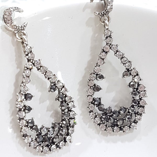 Rhinestone Encrusted Tear Drop Earrings Carousel 1