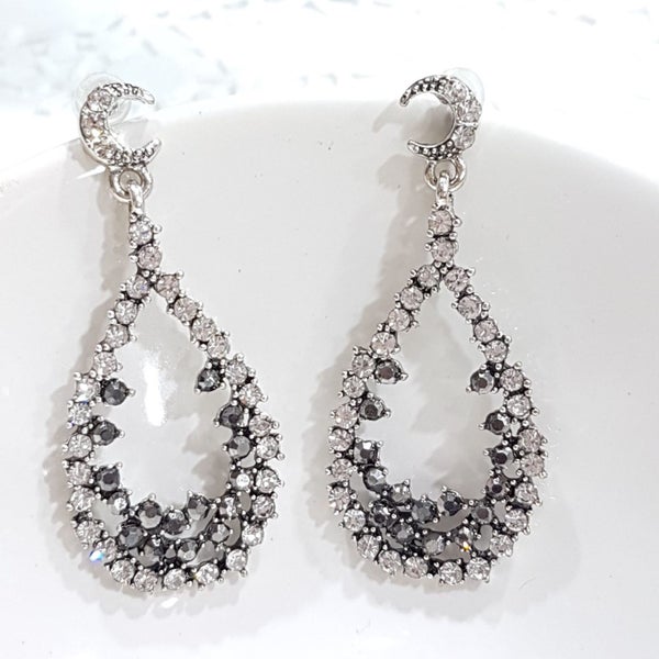 Rhinestone Encrusted Tear Drop Earrings Carousel 2