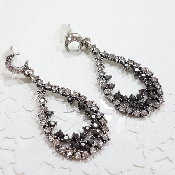 Rhinestone Encrusted Tear Drop Earrings Carousel 3