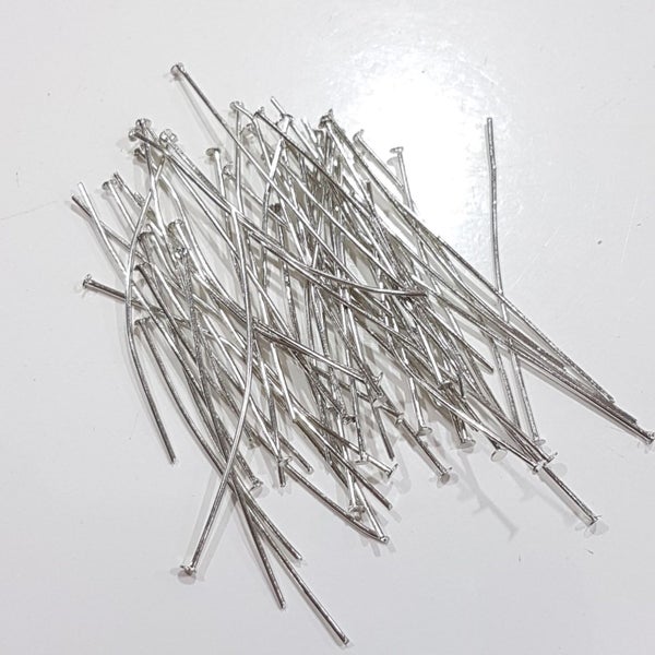 50pc Platinum Silver Head Pins Carousel 2