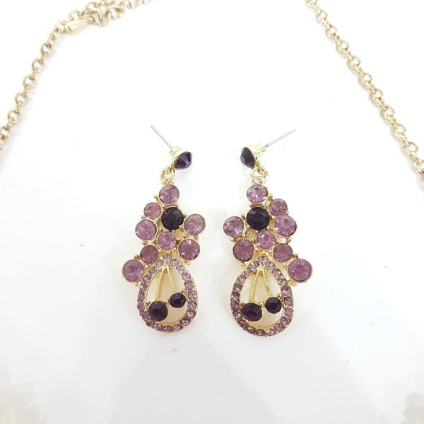 Purple Rhinestone Jewellery Set Carousel 4