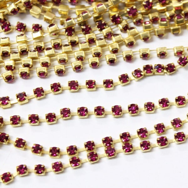 Fuchsia Preciosa Rhinestone Chain ss10 Carousel 1