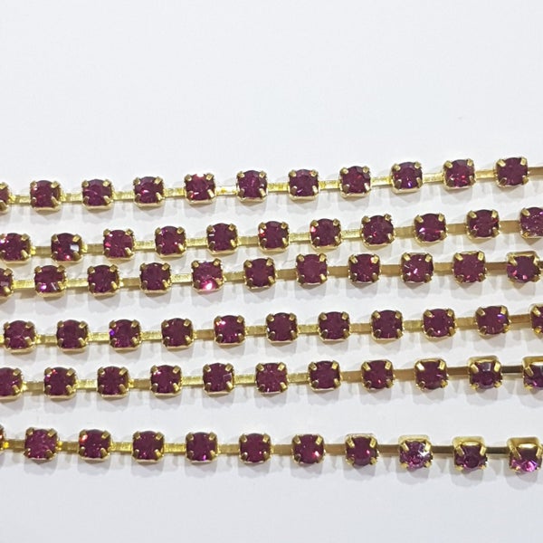 Fuchsia Preciosa Rhinestone Chain ss10 Carousel 2