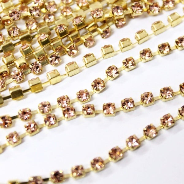 Light Peach Preciosa Rhinestone Chain ss10 Carousel 1