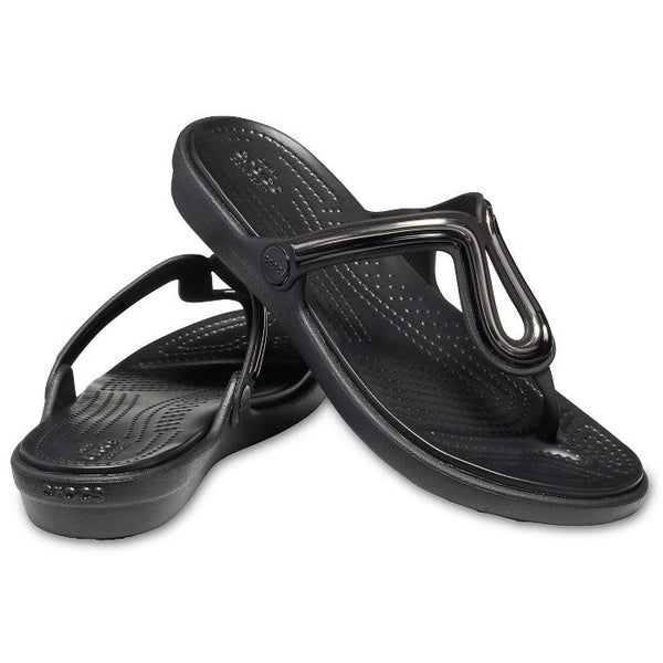 Crocs - Sanrah Metalblock Flat Flip Jandal Black Carousel 1