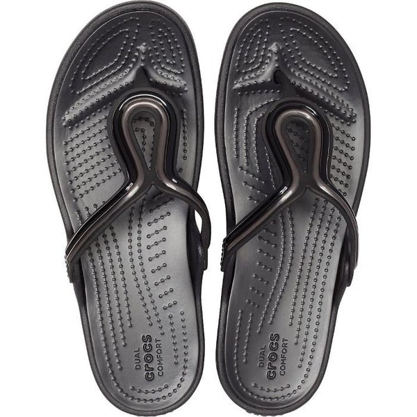 Crocs - Sanrah Metalblock Flat Flip Jandal Black Carousel 2