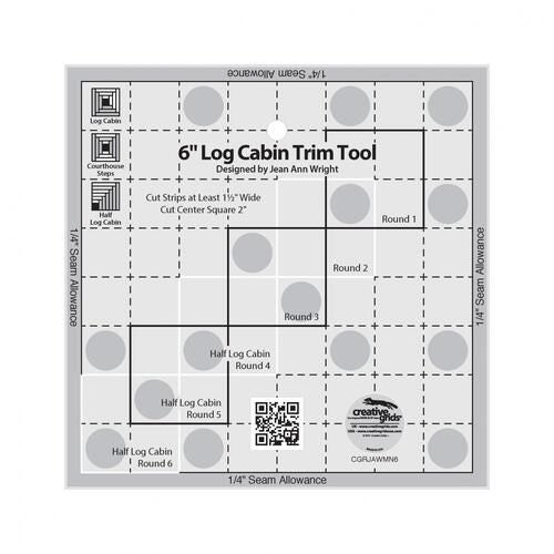 Creative Grids 6in Log Cabin Trim Tool Quilt Ruler Carousel 1