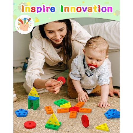 Montessori Toys for Age3+ Boys Girls,Wooden Sorting Stacking Toys for Todd Carousel 1