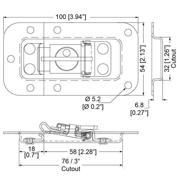 Penn Elcom - L903/7336Z - 2 Unit Rack Lid Latch. Carousel 2