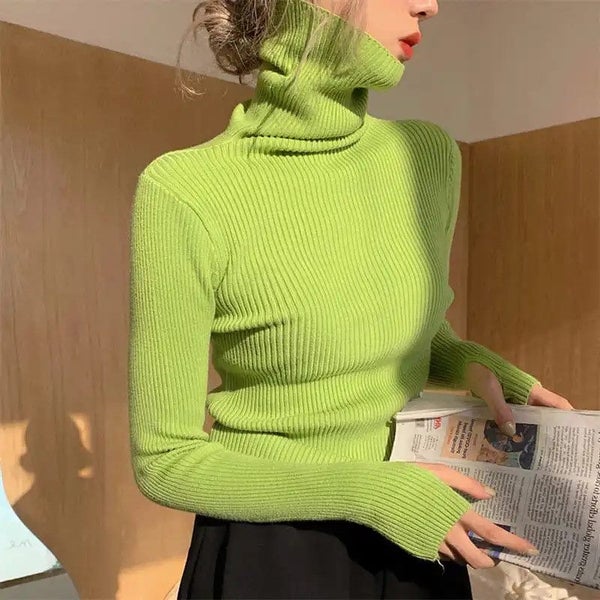 Women heaps collar Turtleneck Sweaters Autumn Winter Slim Pullover Carousel 2
