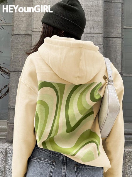 HEYounGIRL Print Casual Loose Hoodies Sweatshirt Women Long Sleeve Carousel 2