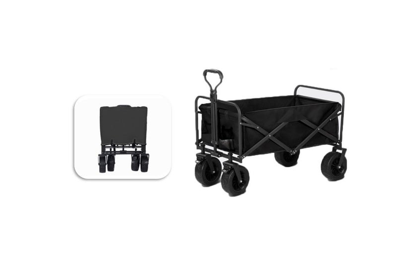 PTN Black Collapsible Wagon All Terrain Beach Cart Picnic Trolley Folding Bag Carousel 1