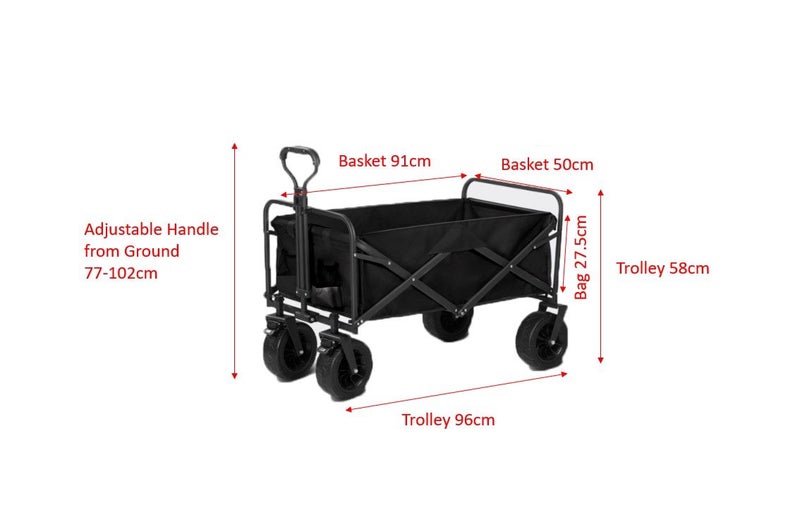 PTN Black Collapsible Wagon All Terrain Beach Cart Picnic Trolley Folding Bag Carousel 2