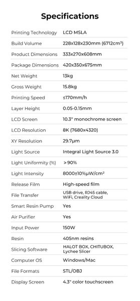 Halot Mage Pro- Hyper Speed 10.3 Inch 8k Resin Printer Carousel 20