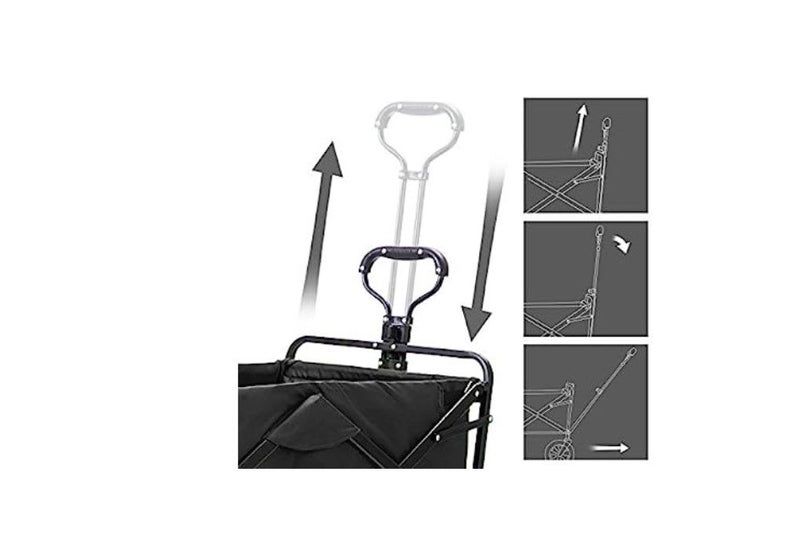 PTN Black Collapsible Wagon All Terrain Beach Cart Picnic Trolley Folding Bag Carousel 4