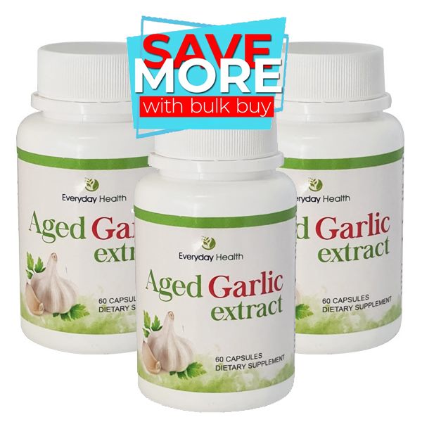 BULK BUY - 3 BOTTLES - AGED GARLIC EXTRACT - HIGH POTENCY 60 CAPS63616035361026110