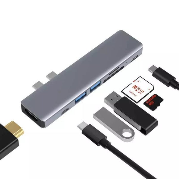 7 in 1 Dock Dual USB Type C Dual Screen Display Hub Adapter for Macbook Laptop Carousel 1