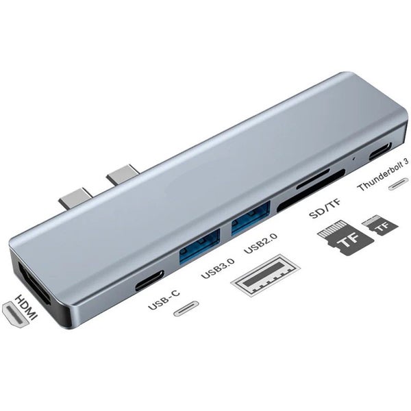 7 in 1 Dock Dual USB Type C Dual Screen Display Hub Adapter for Macbook Laptop Carousel 2