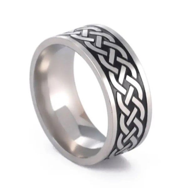 Men's Traditional Titanium Steel Band with Plaited Detailing Carousel 1