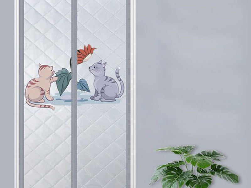 Magnetic Thermal Insulated Door Curtain Magnet Closure Door Cover Cats Print Carousel 2