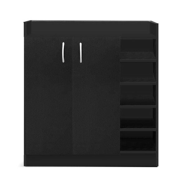 Artiss 2 Doors Shoe Cabinet Storage Cupboard - Black Carousel 1