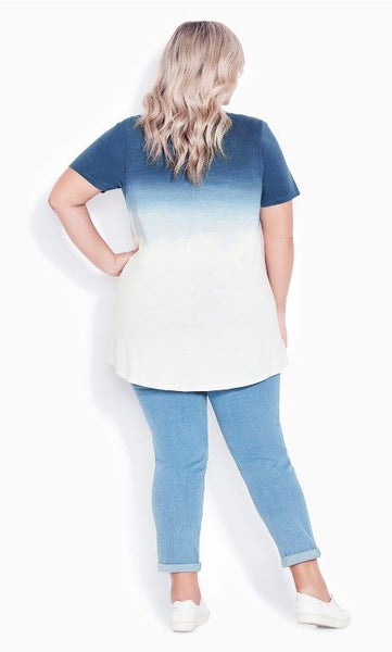 AVENUE Blue Tie Dye Pure Cotton Top ~ Sizes 26-28 & 30-32 Carousel 3