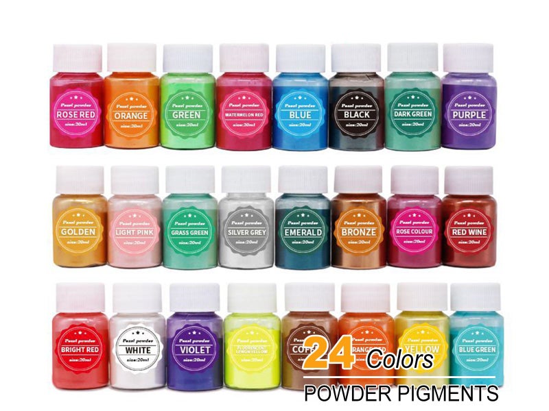 24 Bottle Mica Pigment Powder for Epoxy Resin, Soap Making, Nails Arts, Crafts Carousel 2