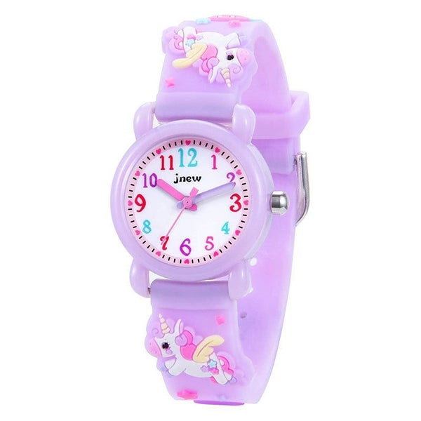 3D Cartoon Kids Waterproof Silicone Watch for 3-10 Year -Light Purple Carousel 1