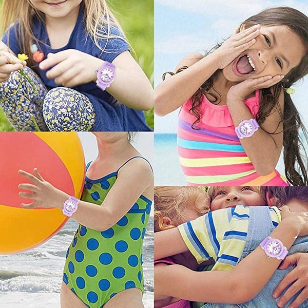 3D Cartoon Kids Waterproof Silicone Watch for 3-10 Year -Light Purple Carousel 6