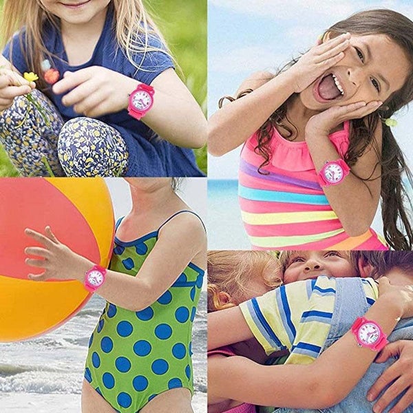 3D Cartoon Kids Waterproof Silicone Watch for 3-10 Year -Rose Red Carousel 6
