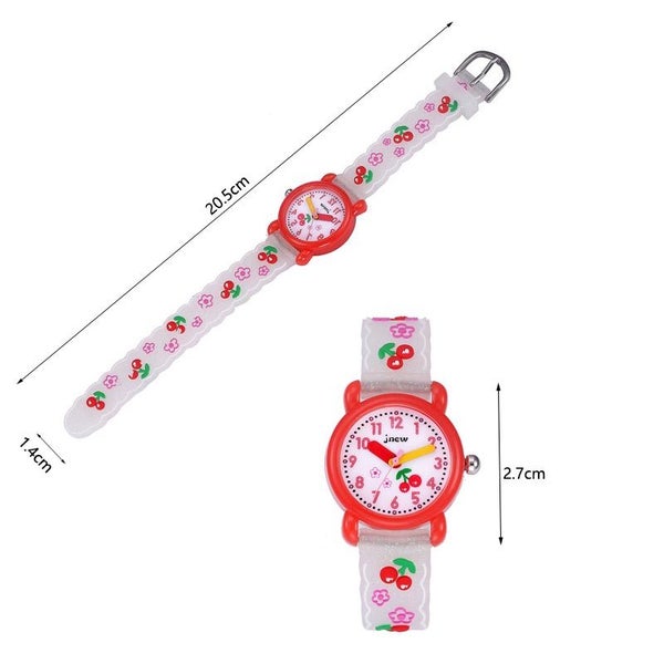 Cartoon Cherry Waterproof Kids Watch for 3-10 Year -White Carousel 2