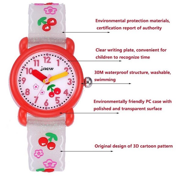 Cartoon Cherry Waterproof Kids Watch for 3-10 Year -White Carousel 6